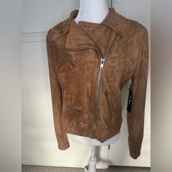 Lulu's Brown faux suede with Asymmetrical Zipper jacket size XL new with tag - Picture 3 of 12